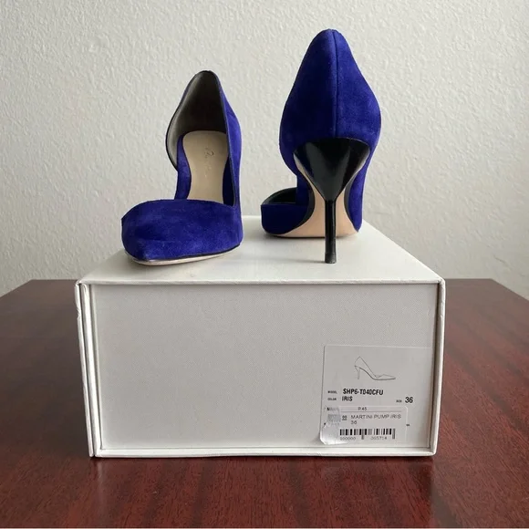 3.1 Philip Lim Blue Suede Leather Iris D’Orsay Heels - Picture 7 of 9
